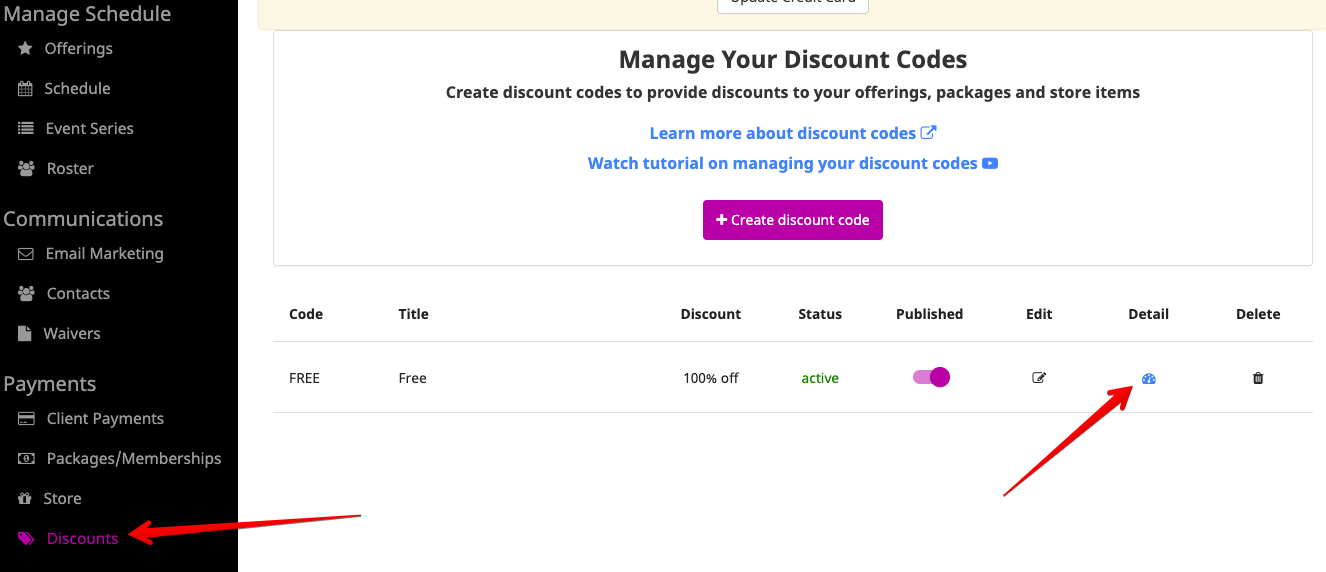 Create and use payment discount codes