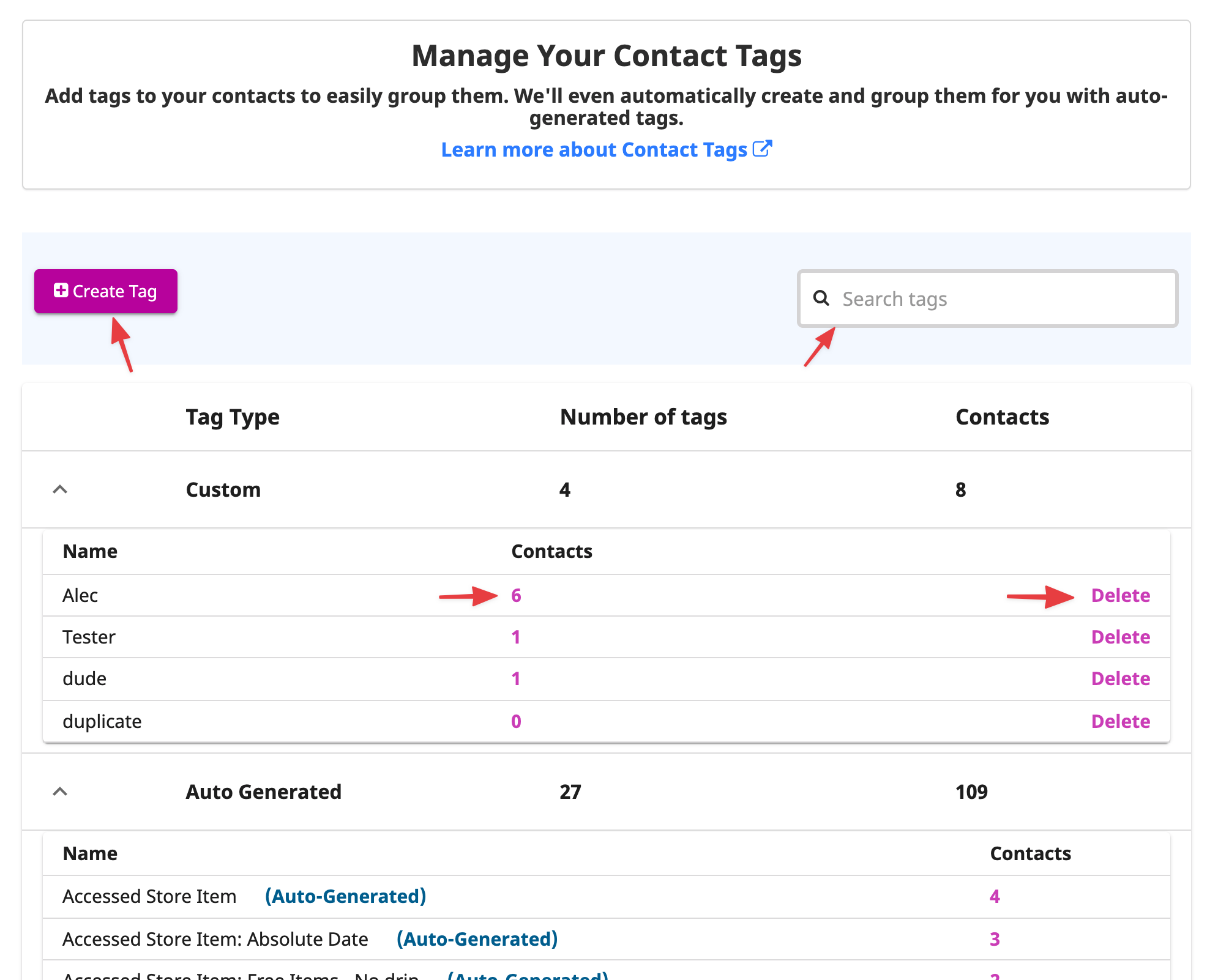 Create and manage contact tags OfferingTree Support