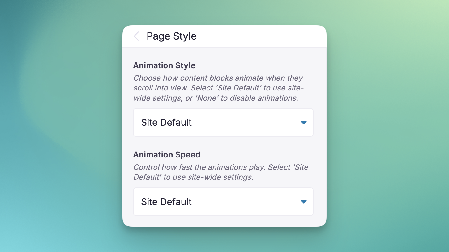 Page Styles Animation Style Settings on OfferingTree.png